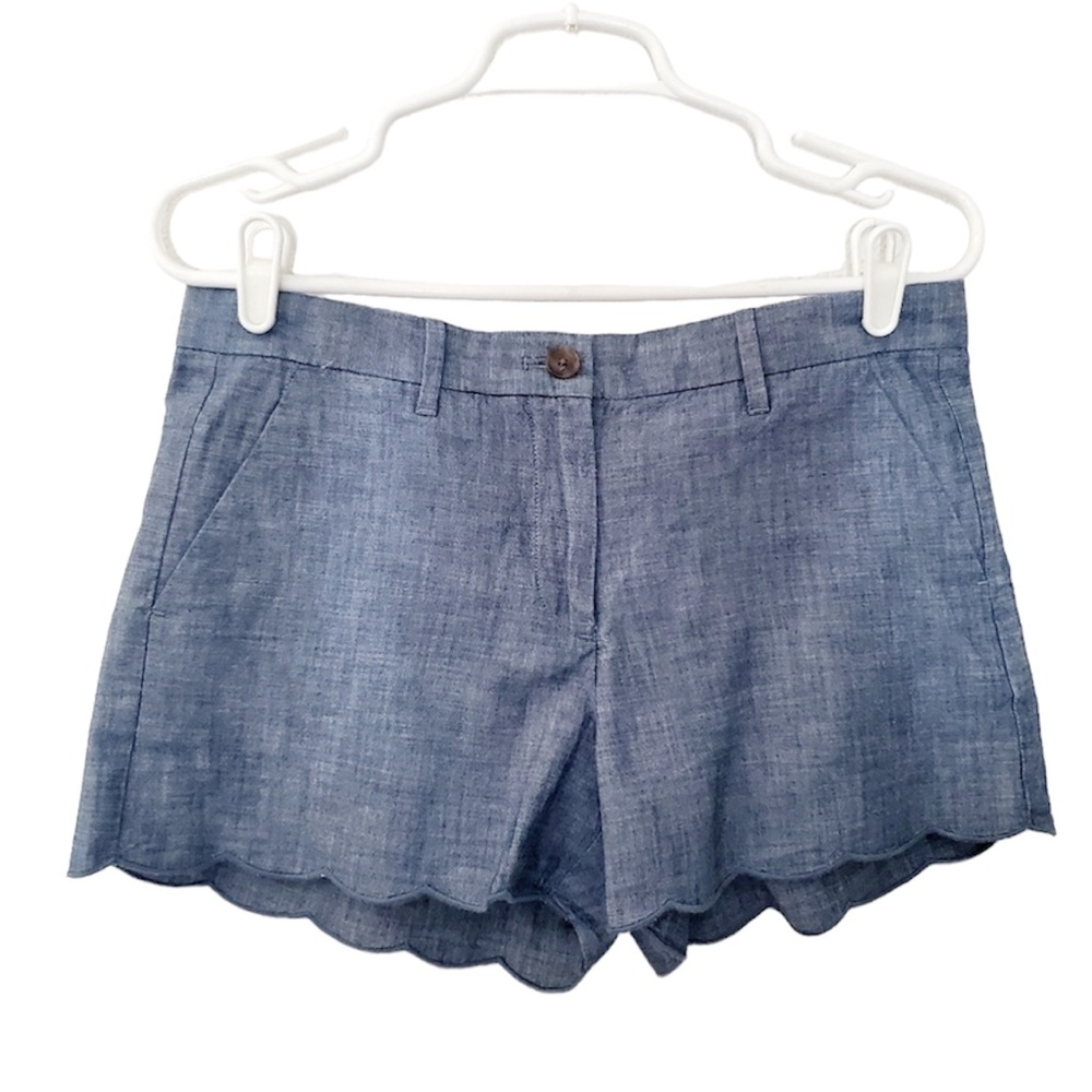 GAP Scalloped Chambray Blue Zippered Shorts 10R